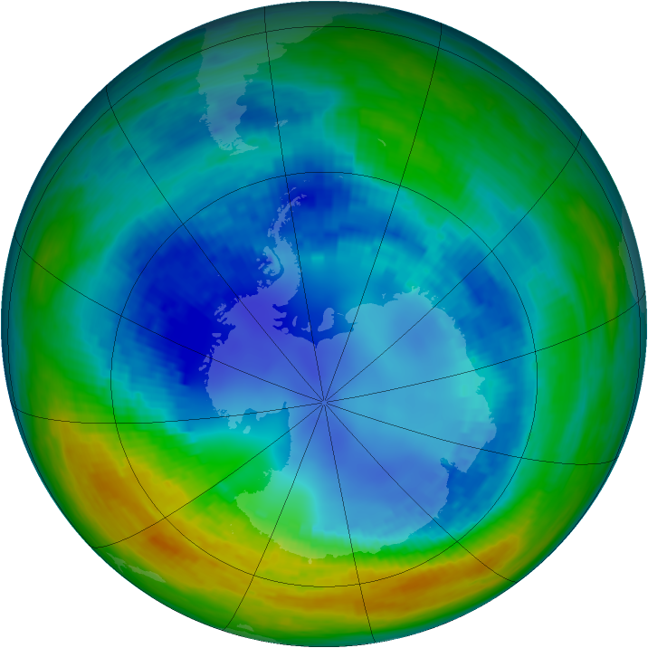 Antarctic ozone map for 20 August 1993
